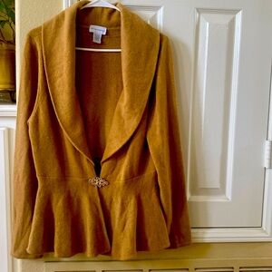 Soft Surroundings wool angora blend cardigan with crystal buckle